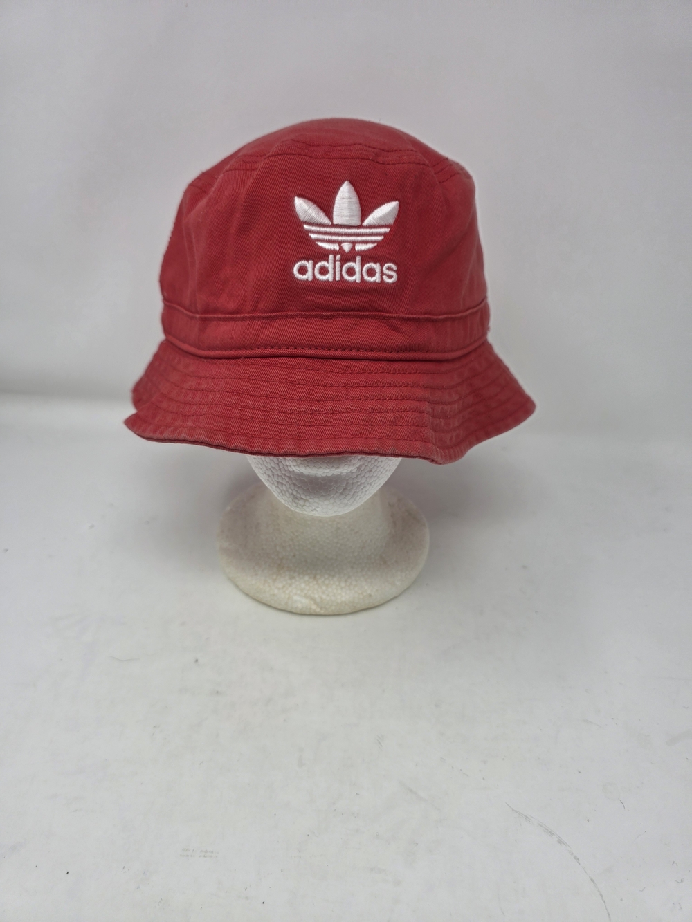 Adidas Originals Womens Mens Red Cotton Trefoil Logo Festival Bucket Hat